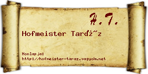 Hofmeister Taráz névjegykártya